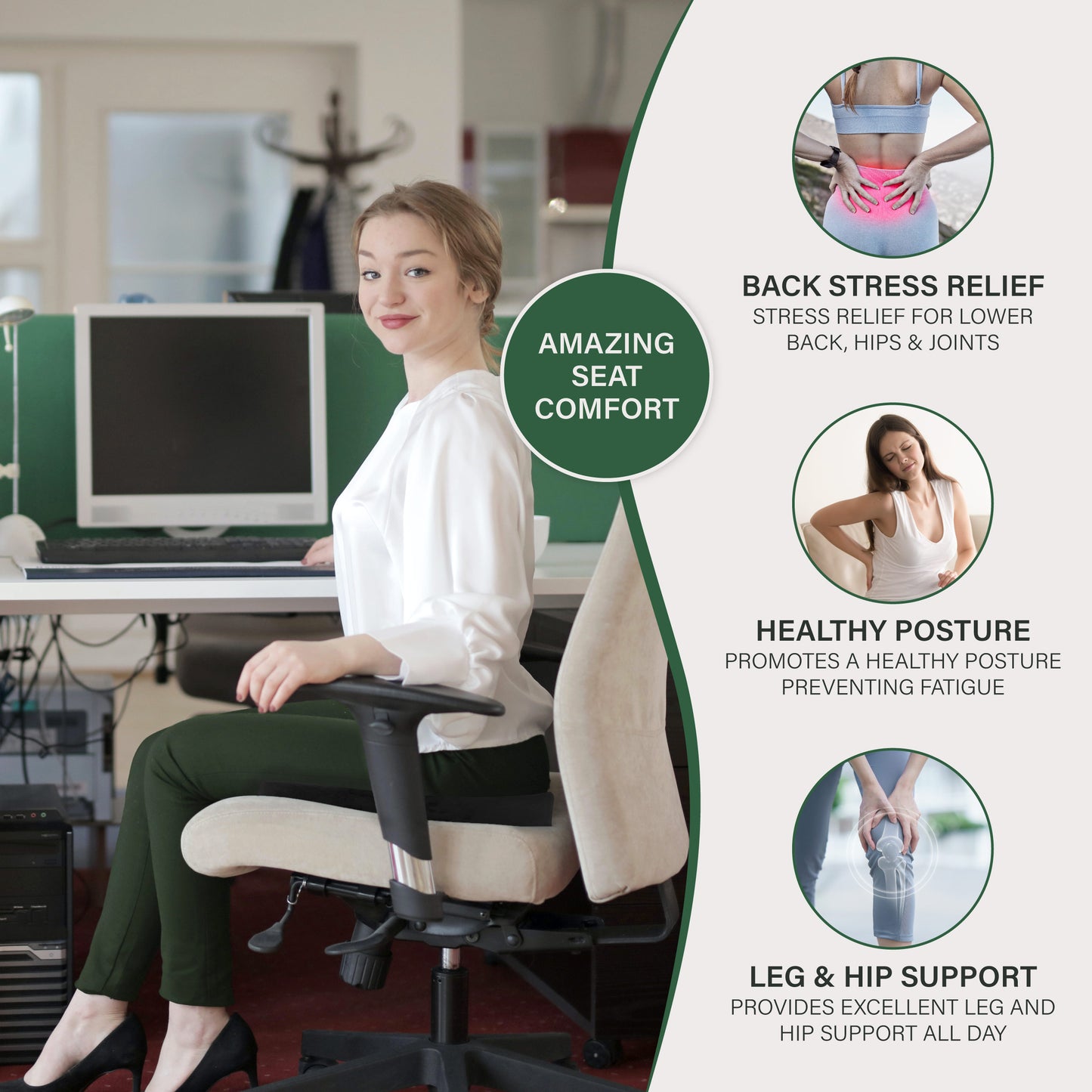 Euphoric Home Gel Cooled Memory Foam Seat Cushion