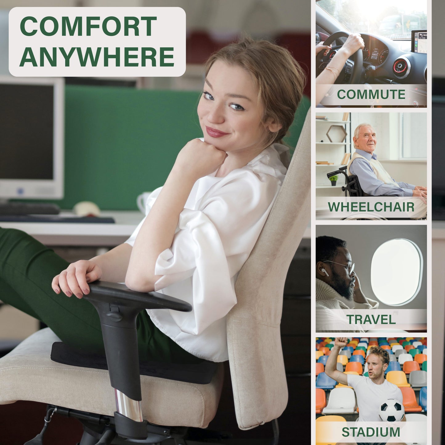 Euphoric Home Gel Cooled Memory Foam Seat Cushion